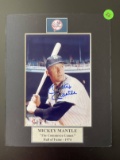 Signed Mickey Mantle Photo Matted 8x10 Yankees With Nameplate COA Sticker