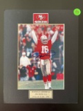 Signed Joe Montana Photo Matted 8x10 49ers With Nameplate Hall of Fame - 2000 COA Sticker