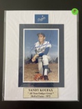 Signed Sandy Koufax Photo Matted in Plastic 8x10 Dodgers With Nameplate All Time Dodger Great