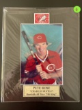 Signed Pete Rose Photo Matted 8x10 Cincinnati Reds With Nameplate Baseballs All Time Hit King