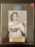 Signed Sandy Koufax Photo Matted in Plastic 8x10 Dodgers With Nameplate All Time Dodger Great