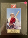Signed Pete Rose Photo Matted 8x10 Cincinnati Reds With Nameplate Baseballs All Time Hit King