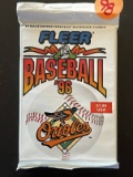 Fleer Baseball 96 Orioles Unopened Pack of 10 Baltimore Orioles baseball cards
