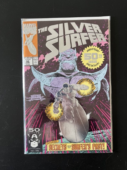 Silver Surfer Comic #50 Marvel Comics KEY 1st Foil Cover Ever