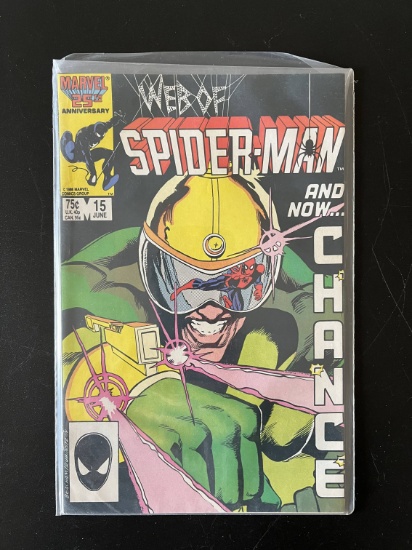 Web of Spiderman Comic #15 Marvel Comics KEY 1st Appearance of Chance Cameo of the Foreigner