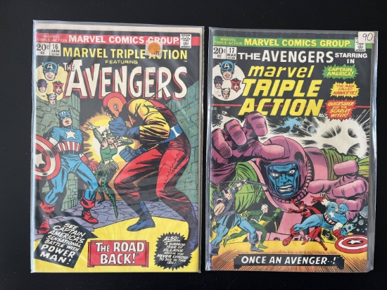 2 Issues Marvel Triple Action #16 & #17 Bronze Age Comics The Avengers