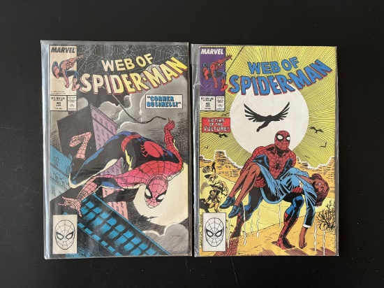 2 Issues Web of Spiderman Comic #45 & #49 Marvel Comics