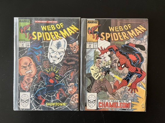 2 Issues Web of Spiderman Comic #54 & #55 Marvel Comics
