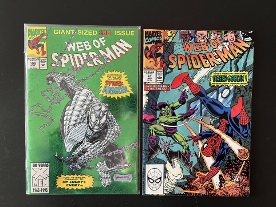 2 Issues Web of Spiderman Comic #67 & #100 Marvel Comics