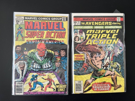 2 Issues Marvel Triple Action #31 & Marvel Super Action #5 Bronze Age Comics The Avengers