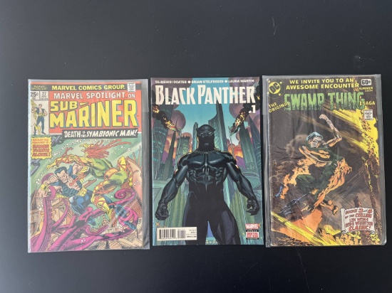 3 Issues Marvel Spotlight #27 Black Panther #1 & Swap Thing Books 3 & 4