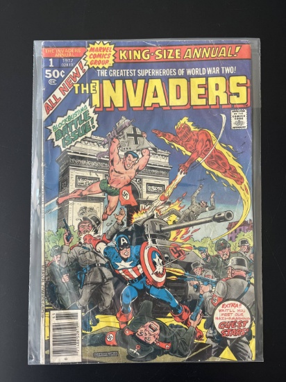 The Invaders Annual Comic #1 Marvel Comics KEY Tie in Avengers 71 Cover Art by Alex Schomburg