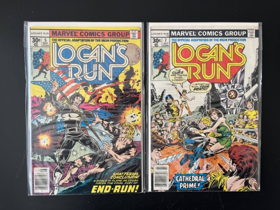 2 Issues Logan's Run Comic #5 & #7 Marvel Comics 1977 Bronze Age