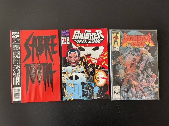 3 First Issues Sabre Tooth #1 Wonder Man #1 & The Punisher War Zone #1 Marvel Comics KEY 1st Issues