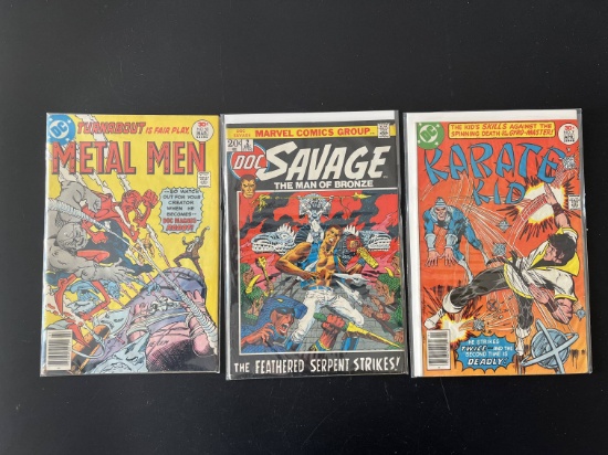 3 Issues Metal Men #50 Doc Savage The Man of Bronze #2 Karate Kid #7