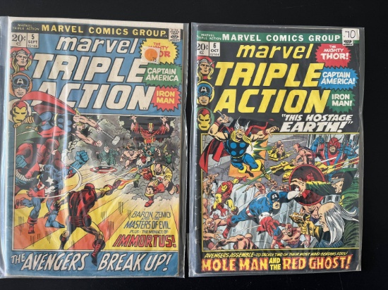 2 Issues Marvel Triple Action #5 & #6 Bronze Age Comics The Avengers