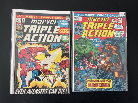 2 Issues Marvel Triple Action #8 & #11 Bronze Age Comics The Avengers