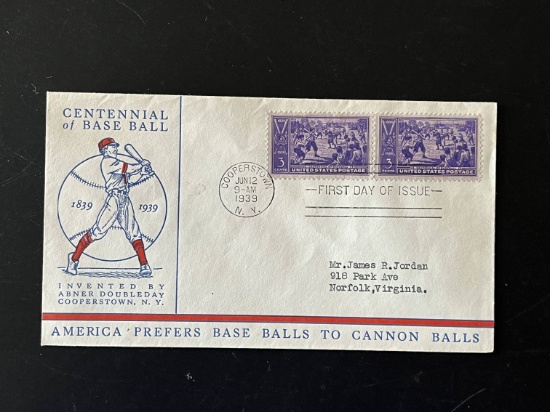 1939 Baseball Centennial Postal Cover