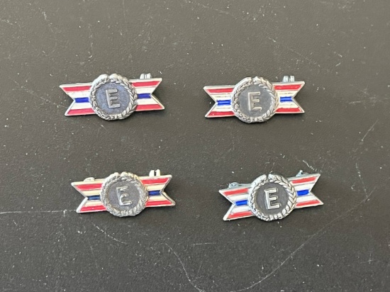 (4) WWII Sterling "E" War Production Pins