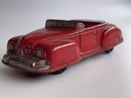 Arcor Rubber Toy Convertible Red With Silver Highlights and Wheels 1930 Complete 5 inch