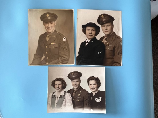 (3) WWII Military Portrait Photos.