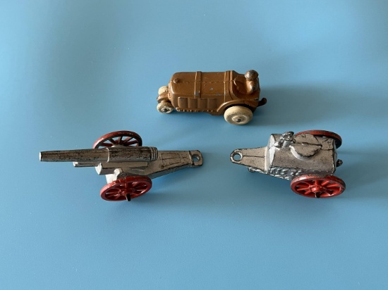 (3) 1930's Slush Mold Army toys