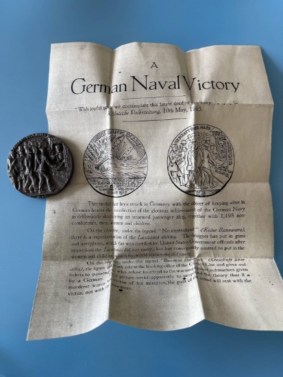 WWI Lusitania Propaganda Medal
