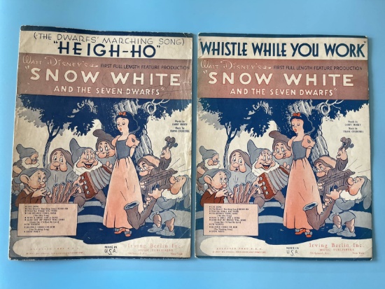(2) Pieces Antique Disney Sheet Music