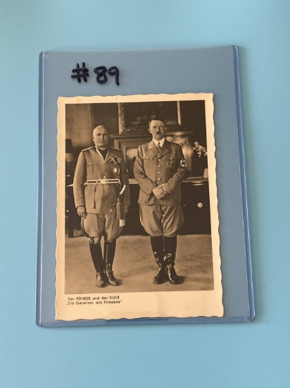 Nazi Adolf Hitler / Mussolini Postcard