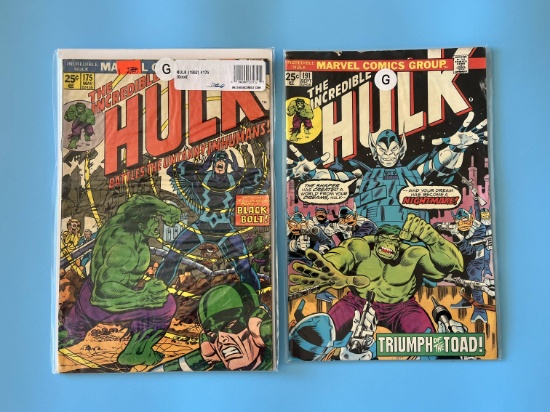 2 Issues The Incredible Hulk Comic #175 & #191 Marvel Comics Bronze Age