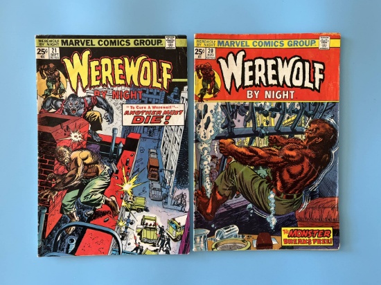 2 Issues Werewolf By Night Comic #20 & #21 Marvel Comics Bronze Age