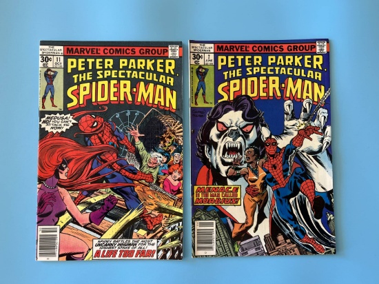 2 Issues The Spectacular Spiderman Comic #7 & #11 Marvel Comics Bronze Age