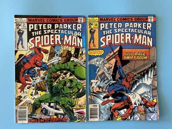 2 Issues The Spectacular Spiderman Comic #18 & #21 Marvel Comics Bronze Age