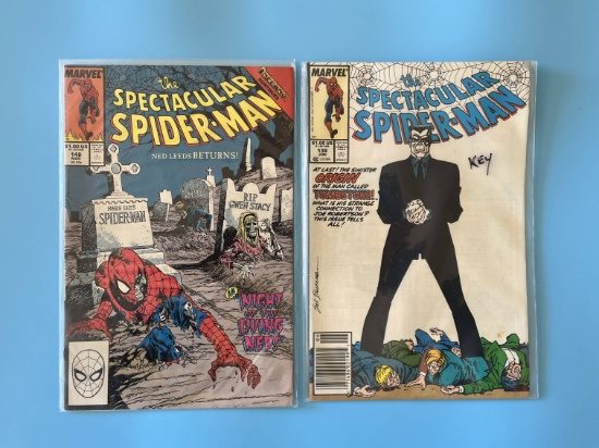 2 Issues The Spectacular Spiderman Comic #139 & #148 Marvel Comics Bronze Age KEY