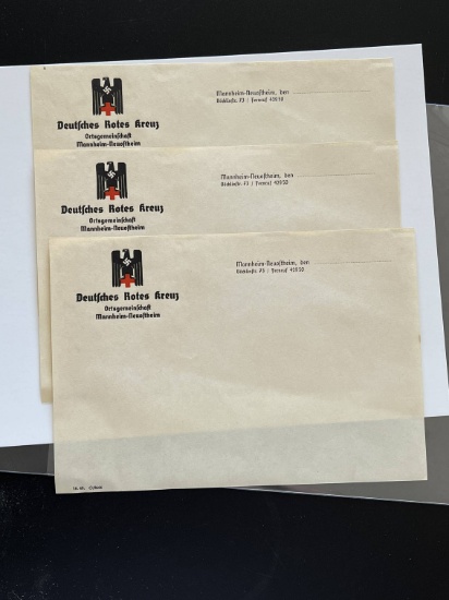 (2) WWII Nazi Red Cross Stationery Sheets