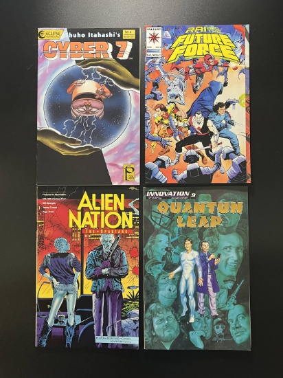 4 Misc Comics Quantum Leap #9, Alien Nation Spartans #3, Cyber 7 #4, and Rai and The Future Force #9