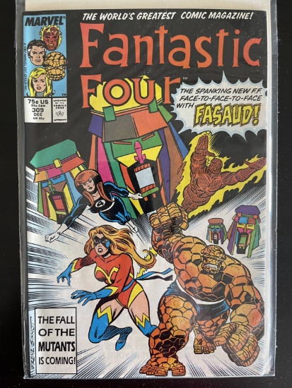 Fantastic Four Comic #309 Marvel 1987 Fasaud 75 Cents Copper Age