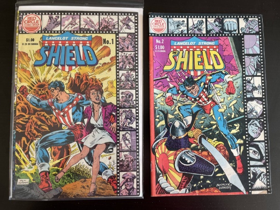 Lancelot Strong THE SHIELD Comics #1-2 Red Circle Comics Reintroduction of CLassic Character 1983 Br