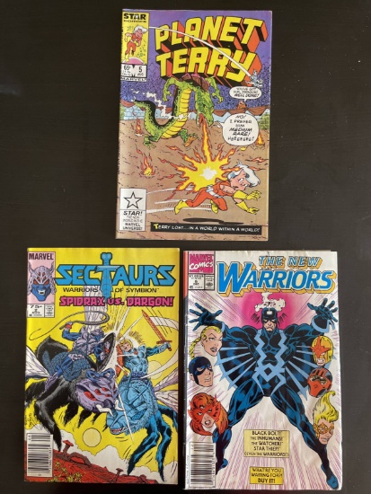 Group of Comics New Warriors #6, Planet Terry #5 and Sectaurs #2 Bronze Age Marvel Comics