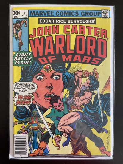 John Carter, Warlord of Mars Comic #5 Marvel 1977 Bronze Age