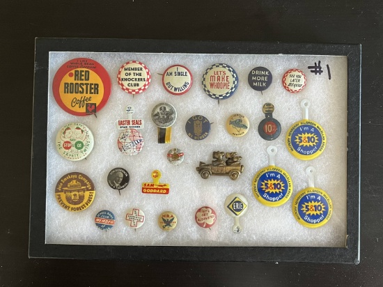 Lot (24) Vintage/Antique Pins/Buttons