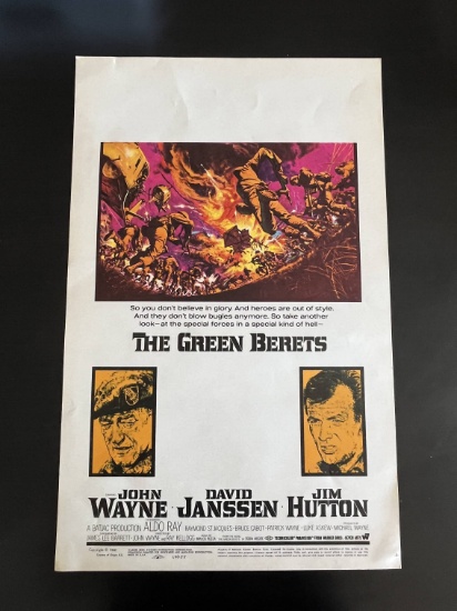 1968 John Wayne's "Green Berets" Poster Movie poster. Original window card. Nice condition