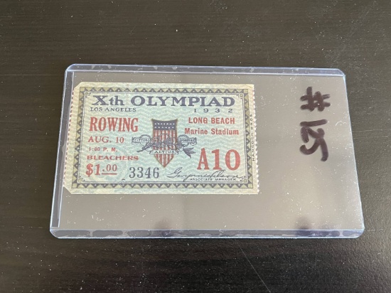 1932 LA Olympics Rowing Event Ticket