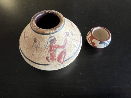 (2) Vintage Native-American Indian Pots