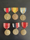 (6) Vintage U.S. Military Full Size Medals