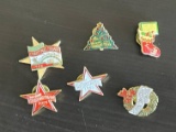 (6) Vintage Hollywood Xmas Parade Pins
