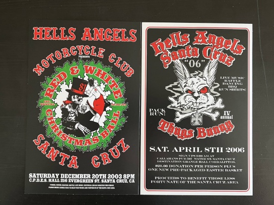 Hells Angels 2003 & 2006 Original Invitation Postcards