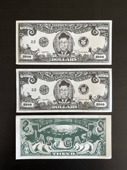 Vintage Rip Off Press $5000 Currency Lot of (3) $5000 Reagan