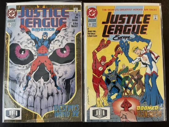 2 Justice League Comics America #75 and Europe #37