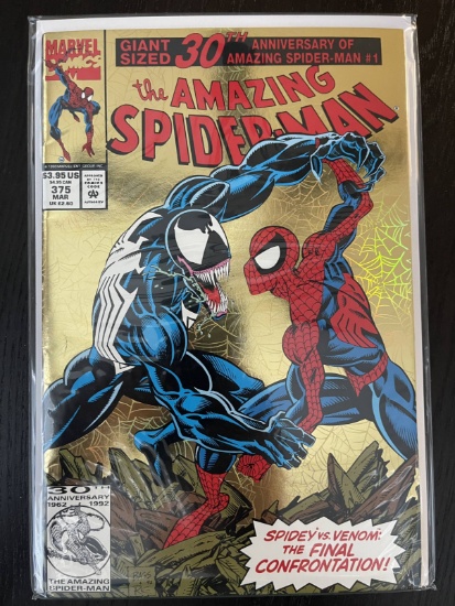 Amazing Spider-man Comic #375 Key Gold Foil & 1st Appearance of Ann Weying, Carl Brock 30th Annivers